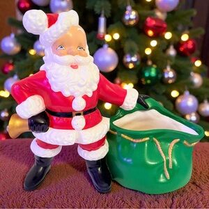Vintage Atlantic Mold Santa Ceramic with Sac